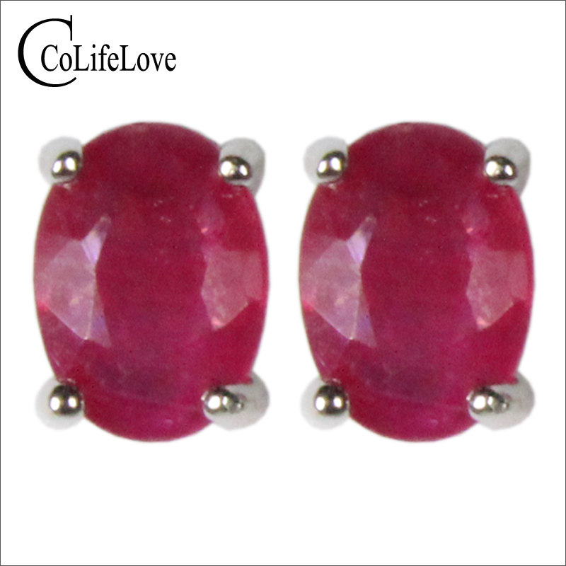 CoLife Jewelry Natural Translucent Ruby Stud Earri..